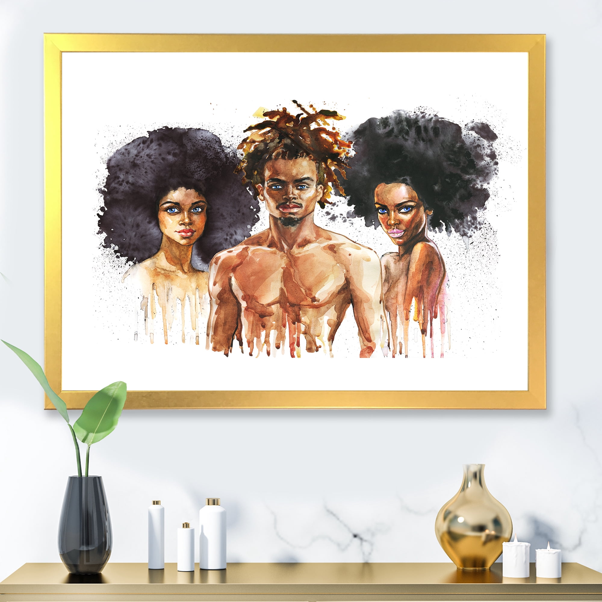 Designart 'Afro American Fashion Portraits' Glam Framed Art Print