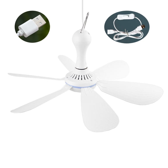 Zeiwohndc 16.5 Inch 5V Roof Fan Canopy Fan Ceiling Fan 5V USB Tent Fan for Windless Day