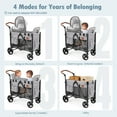 thumbnail image 4 of UBesGoo Wagon Stroller for 2 Kids, High Seat & 5 Point Harness, Foldable All-Terrain Wagon for Toddler with Removable Canopy, Adjustable Handlebar, Large Storage Bag, Gray, 4 of 9