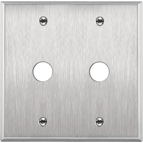 ENERLITES 0.625" Diameter Hole Phone Cable Metal Wall Plate, Corrosion Resistant, Size 1-Gang 4.50" x 4. 57", 7762, 430 Stainless Steel, UL Listed, Silver