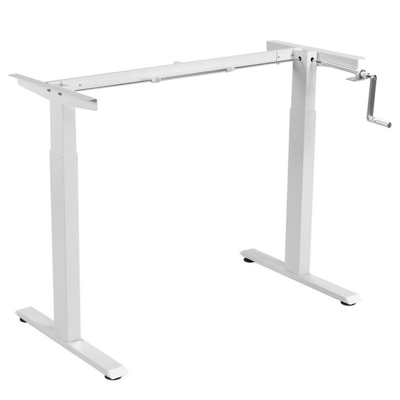 Gymax Hand Crank Sit to Stand Desk Frame Height Adjustable Standing Base White