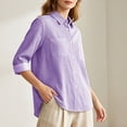 thumbnail image 6 of Women's Striped Button Down Shirt Long Sleeve Business Dressy Casual Blouses Classic Collared Work Outfits Clothes, 6 of 9