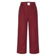 thumbnail image 4 of TFEOQRY Capris Pants for Women Fashionable and Comfortable Checkered Printed Cropped Pants Medium Waist Trousers Burgundy, 4 of 6