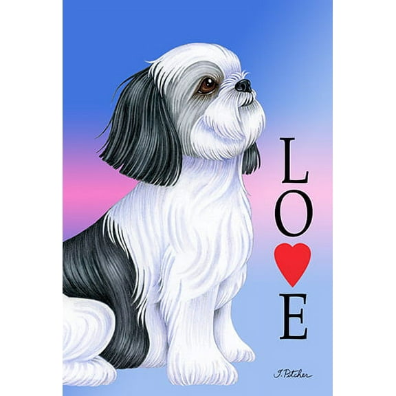 Shih Tzu Black/White - Best of Breed Love Design House Flag