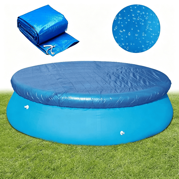 ICERUN Round Pool Cover,Solar Covers for Above Ground Pools,Dust Pool Cover Protector with Drawstring Design for Round Inflatable Swimming Pools,Hot Tub Dustproof Cover (10Ft)