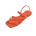 thumbnail image 2 of Hurxie Women's Strappy Sandals Square Toe Dressy Summer Cute Vacation Ankle Strap Slip on Sandal Shoes Orange 41, 2 of 7