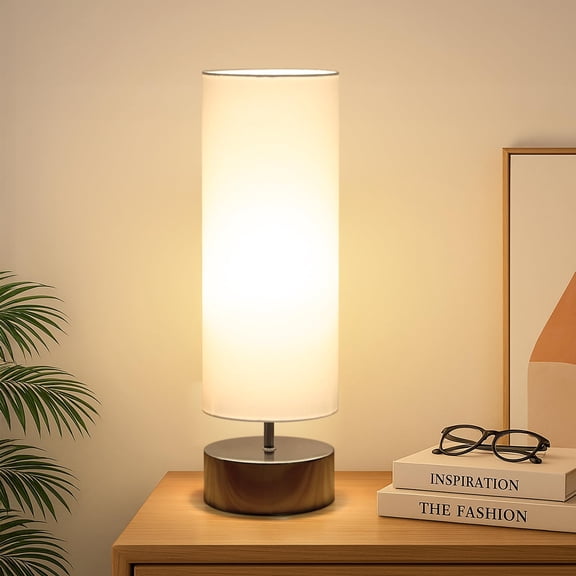 Touch Table Lamp, 3-Way Dimmable Bedside Lamp with Shade,Modern Minimalist Accent Nightstand Desk Lamp, Night Light for Bedroom Living Room Kitchen, LED Bulb Included