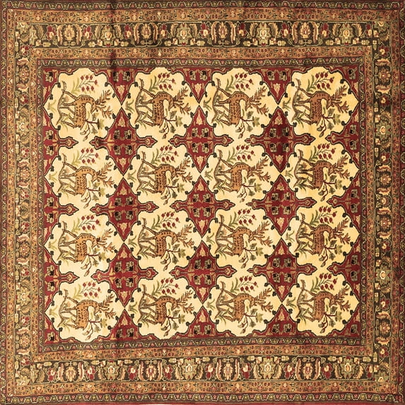 Ahgly Company Indoor Square Persian Brown Traditional Area Rugs, 4' Square