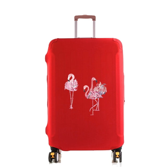 Luggage Cover Suitcase Protector Elasticity Scratch Resistant Case Noble Flower Flamingo Dust Case for 18-32 Inch Travel Trolley red L