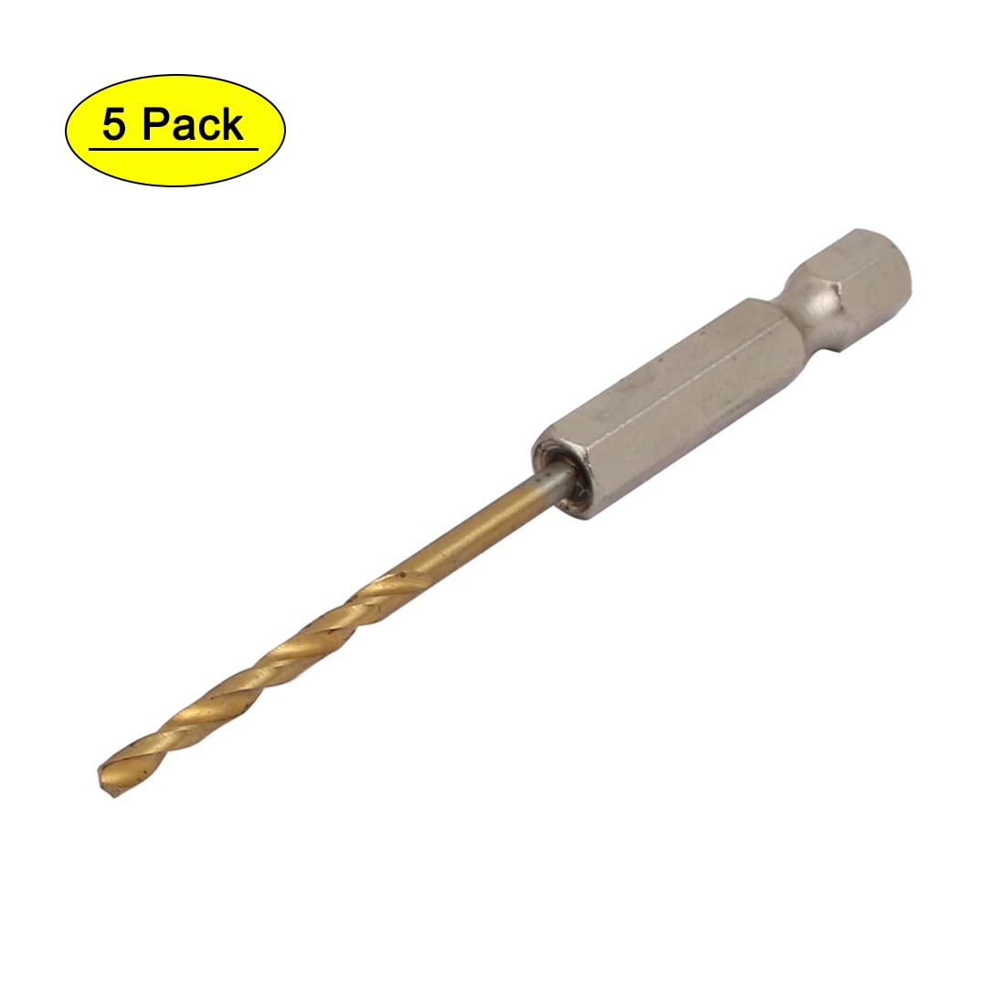 5pcs 2.5mm Drilling Dia 1/4-Inch Hex Shank 60mm Length HSS Twist Drill Bit