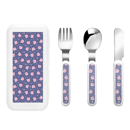 

Salouo Cute Pig Pattern 3 Pieces Toddler Utensils Kids Silverware Set Stainless Steel Utensils for Kids Children Safe Spoons Forks & Knife Dishwasher Safe