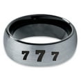 thumbnail image 2 of Tungsten Lucky Number Seven Band Ring 8mm Men Women Comfort Fit Black Dome Brushed Gray Polished, 2 of 4
