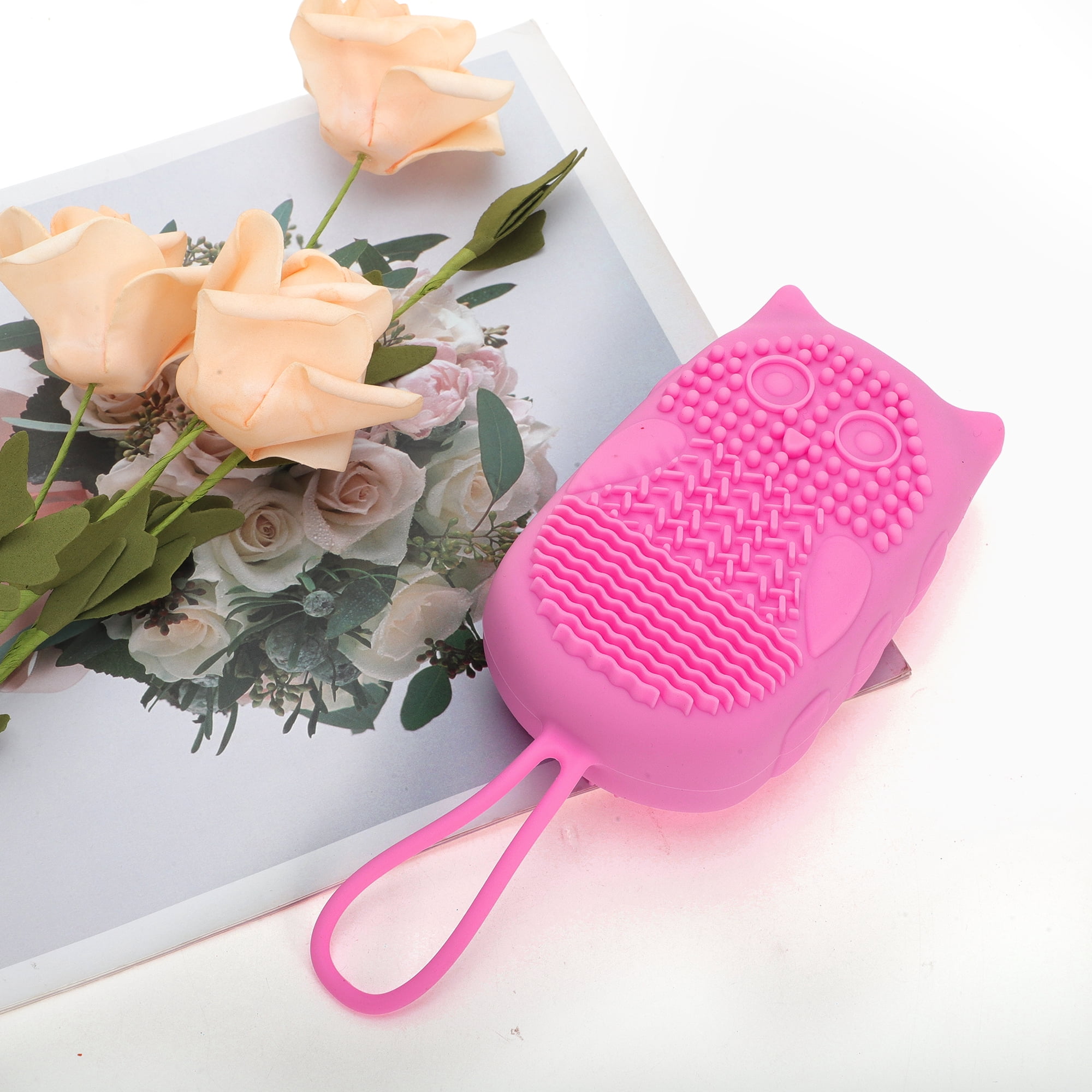 Unique Bargains Cartoon Owl Bath Brush 1 Pc Rose Red