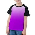 thumbnail image 3 of SROBPTY Kids Boys and Girls 3-14 Years Gradient Printed Raglan Sleeve Casual Short Sleeve Tshirt Top Purple, 5-6 Years, 3 of 5
