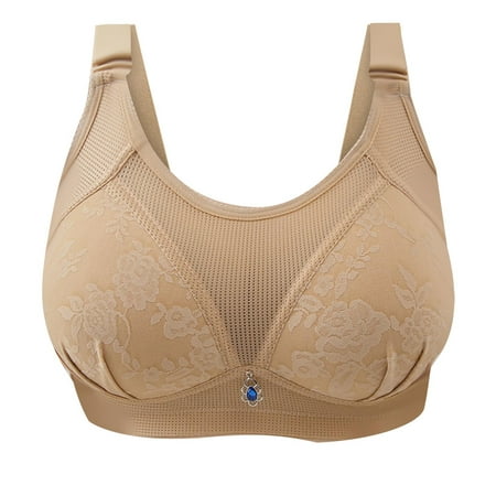 

Underwear Women Woman s Solid Comfortable Hollow Out Perspective Bra No Rims No steel ring push-up underwear daily bra (order remarks are packaged separately) apricot M-38/85