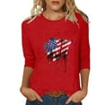 thumbnail image 2 of Dazajoo 2024 USA Flag for Women Plus Size Shirts Independence Day Crew Neck Tunic Tops Womens 4th of July Summer Patriotic Loose T-shirt Today Deals,Red,S, 2 of 6