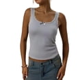 thumbnail image 2 of Bixock Women Built-in Bra Tank Tops Solid Color Square Neck Lace Sleeveless Wireless T Shirta Bras With Padded Cups Daily Bras, 2 of 6