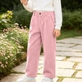 thumbnail image 5 of hotojiny Girls Corduroy Pants Casual Loose Wide Leg Kids Trousers with Pockets Comfy Pull on Plain Uniform Pants(Pink,15-16 Years), 5 of 8