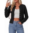 thumbnail image 6 of PRETTYGARDEN Womens Cropped Button Up Knit Cardigan Sweater | Cute Crewneck Long Sleeve Lightweight Tops, Fall Trendy Slim Fit Soft Cozy Casual Cardigans, Holiday Party Sweaters, 6 of 10