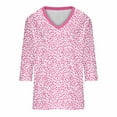 thumbnail image 4 of 3/4 Manga Superior, Moda Casual Impresión V-Cuello Blusa Hecha de Cómodo Estante de Imitación para Toda la Temporada de Uso Diario, Tops de Moda de Mujer, 4 of 4