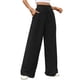 thumbnail image 1 of Pantalones de Pijama Holgados de Punto Suave con Bolsillos y Pernera Acanalada para Mujer con Cordón Ajustable. Negro XXL, 1 of 10