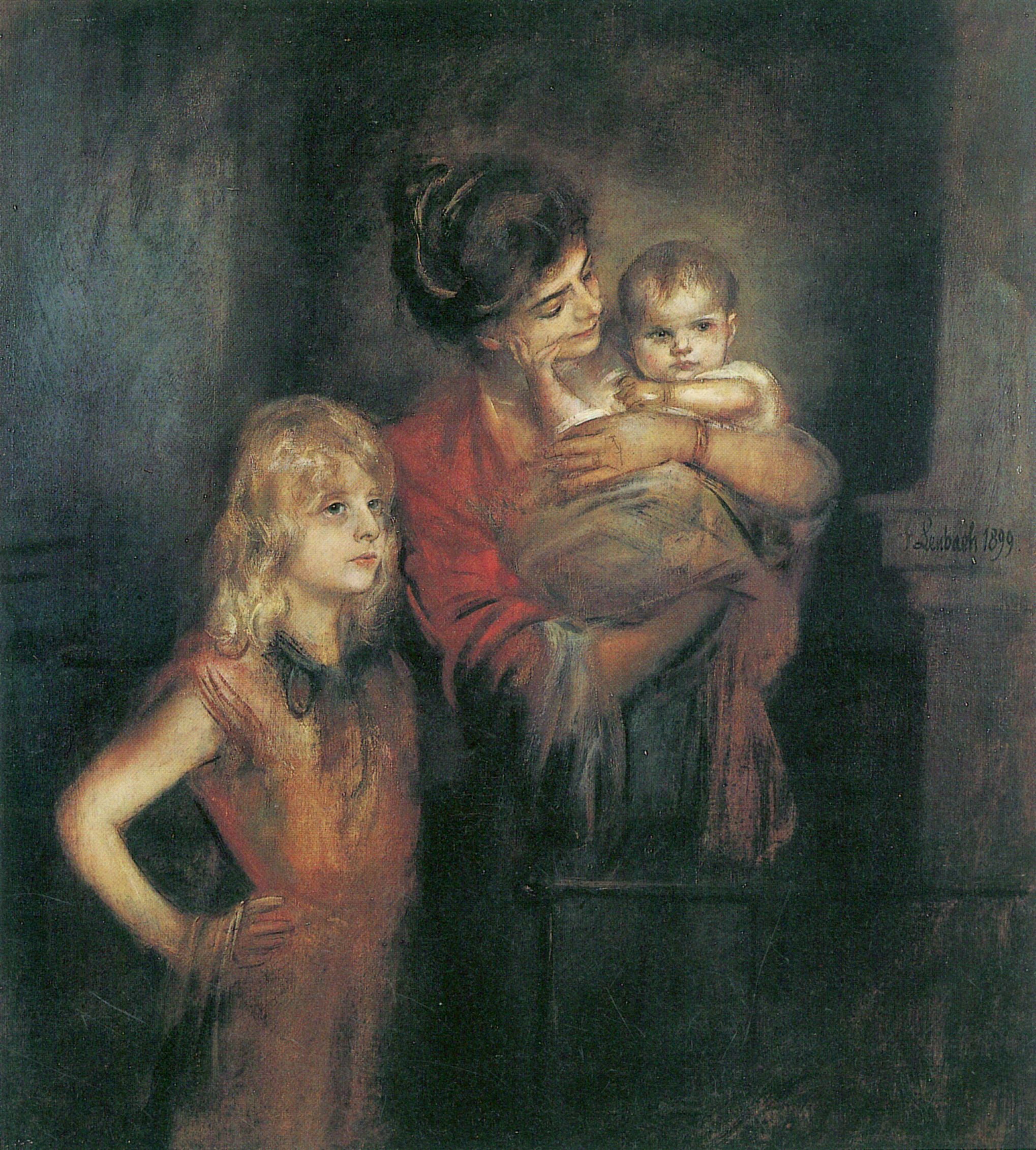 Canvas Print Lenbach, Franz von - Lolo von Lenbach with daughters ...