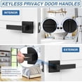 thumbnail image 3 of 10 Pack Matte Black Door Handles, Keyless Interior Door Knobs, Privacy Door Lever Locksets for Bedroom Bathroom, Heavy Duty Square Door Lock (2.0lb), Reversible for Left&Right Handled Doors, 3 of 6