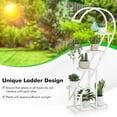 thumbnail image 5 of GOFLAME 6-Tier Metal Plant Stand, Heart-Shape Ladder Plant Shelves w/ 12 Boards & 6 Hanging Hooks, Metal Frame, Indoor Multiple Potted Plant Holder, Tall Flowerpot Display Rack, 2 Pack, White, 5 of 18