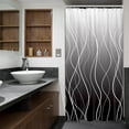 thumbnail image 4 of Black and White Ombre Striped Small Stall Shower Curtain Abstract Modern Art Lines Geometric Simple Minimalist 36Wx72H Inch Neutral Fabric Decor Bathroom Polyester Waterproof 7 Pack Hooks, 4 of 5
