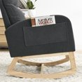 thumbnail image 4 of Accent Rocking Chair, Modern Tufted Upholstered Nursery Glider Rocker Armchair with Solid Wood Base & Side Pockets, Comfy High Back Leisure Lounge Chair Single Sofa Chair for Living Room, Dark Gray2, 4 of 7