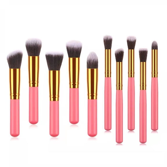 10-Piece Makeup Brush Set Complete Eye Face Foundation Cosmetics Application Kit 10PCS