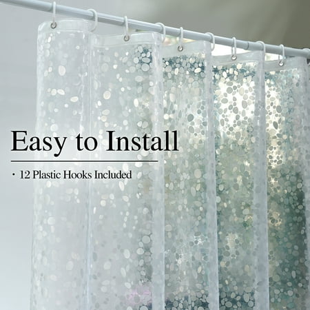 Inosoo Heavy Duty Shower Curtain Liner, 72x72 inch Thick EVA Shower Liner with 3D Pebble Pattern, Waterproof Bathroom Curtain with Magnets