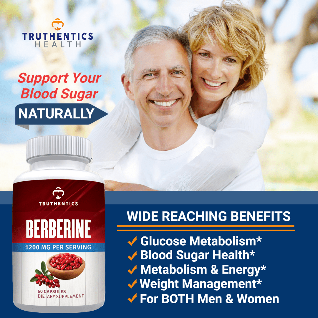 Truthentics Berberine HCL Supplement, 1200mg, Blood Sugar Support, 120 Capsules, 2 Pack