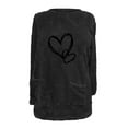 thumbnail image 4 of miqiqism Womens Sherpa Lined Fleece Pullover Sweater Juniors Cute Love Print Crewneck Sweatshirts with Pockets Trendy Winter Warm Thicken Loungewear Blouses,Black,XX-Large, 4 of 4