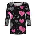 thumbnail image 4 of Htigea Womens Heart Print Shirts Valentines 3/4 Sleeve T-Shirts Plus Size Crewneck Tops Casual Tunic Blouse Valentine's Day Gift Tees for Women 02#Multicolor,XXXXL, 4 of 5