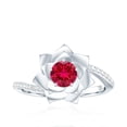 thumbnail image 4 of Rosec Jewels Lab Grown Ruby Flower Engagement Ring with Diamond - Bypass Ring for Women - AAAA Quality - with Jewelry Box, 18K White Gold, US 7.00, 4 of 8