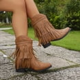 thumbnail image 2 of Mostsola Cowboy Boots for Women Round Toe Embroidery Fringe Cowgirl Boots Heeled Western Boots, 2 of 5