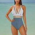 thumbnail image 2 of Wyobmus Women One Piece Swimsuit Tummy Control Deep Neck Bathing Suit High Waisted Mesh Sheer Monokini Swimwear B-White, 2 of 3
