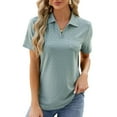 thumbnail image 4 of Babysbule Blouses for Women Fashion Women's Short Sleeve V-Neck Solid Tops Casual Elastic V-neck Comfy Blouse, 4 of 4