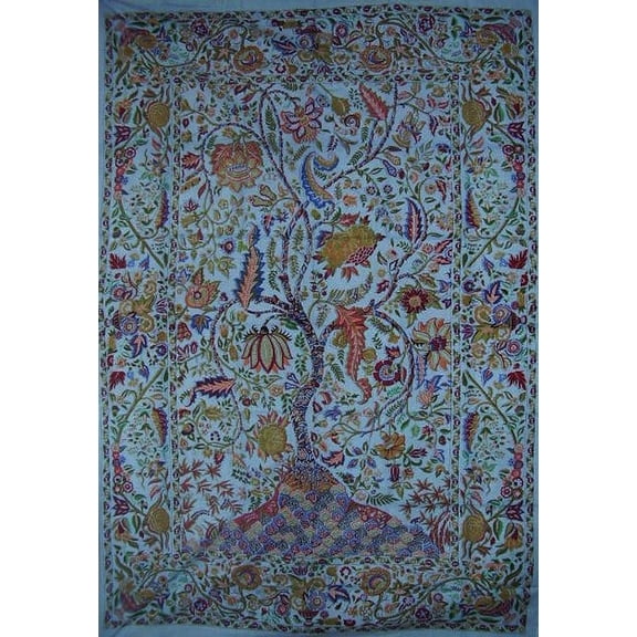 Tree of Life Wall Hanging Cotton Spread 90" x 60" Single Blue