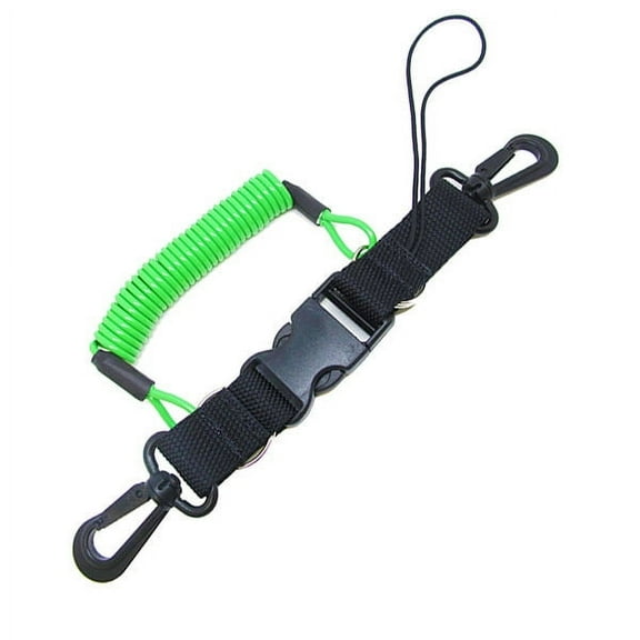Scuba Choice Diving Dive Snappy Coil Camera Lanyard and Quick Release Buckle, Green, 1.3m
