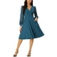thumbnail image 2 of Vestido envolvente para mujer Inspire Chic, con escote en V, mangas de linterna, puntos suizos, vestido midi con bolsillos, azul S, 2 of 6