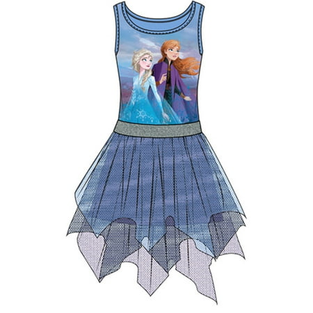 Disney Girls Frozen II Anna Elsa Nature Dress, Blue Purple M