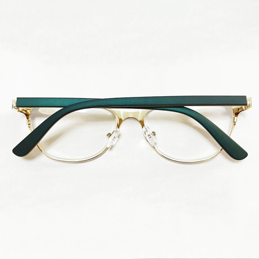 New Trendy Women's Blue Cat Eye Reading Glasses 3.50, Classic HD Fashion Metal Spring Hinge Readers +3.50