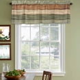 thumbnail image 3 of 2 Pack Farmhouse Sage Green Brown Valances for Windows Bedroom Living Room Window Treatments, Vintage Wooden Striped Rod Pocket Valance Drapes Short Kitchen Curtains Over Sink 42"x12", 3 of 8