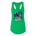 thumbnail image 2 of Wild Bobby, Wolf Howling At the Full Moon Wolf Pack Animal Lover Ladies Racerback Tank Top, Kelly, Medium, 2 of 3