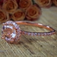 thumbnail image 2 of Huge Sale 1.50 Carat Morganite (Round cut Morganite) Diamond Halo Engagement Ring in 10k Rose Gold, 2 of 5