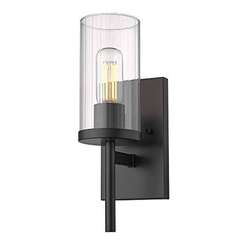 Golden Lighting 7011-1W BLK-CLR Winslett Sconce, Matte Black