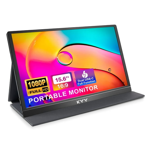 Monitor portátil KYY 15.6 pulgadas 1080P FHD USB-C con cubierta inteligente