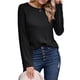 thumbnail image 2 of Camisetas de Larga para Mujer, Ropa de Moda de Otoño, Tops Modernos, Camiseta Básica de Punto con Cuello Redondo Negro S, 2 of 9